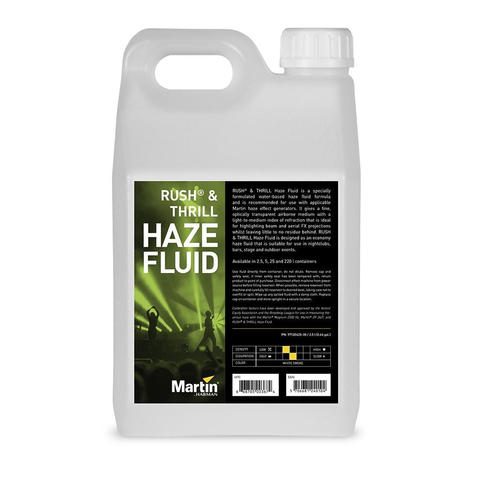 Martin Rush & Thrill Water-Based Haze Fluid 2.5-Liter (0.6 Gallons) - PSSL ProSound and Stage Lighting