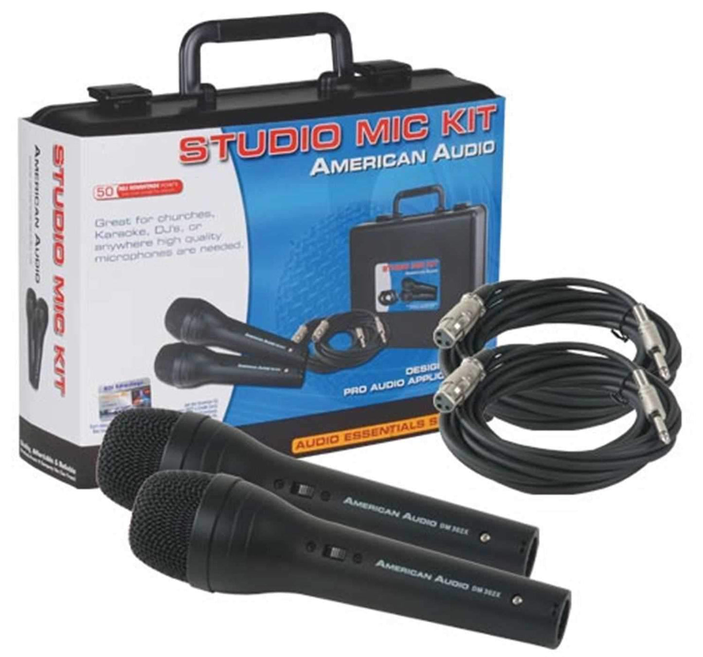 American Audio Mic Pack 2 Mics Cables & Case - Solotech