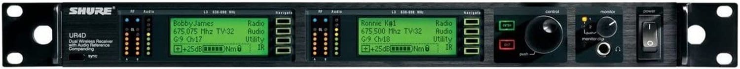 Shure UR4D-G1 Dual Ch Receiver UHF 470-530 Mhz - Solotech