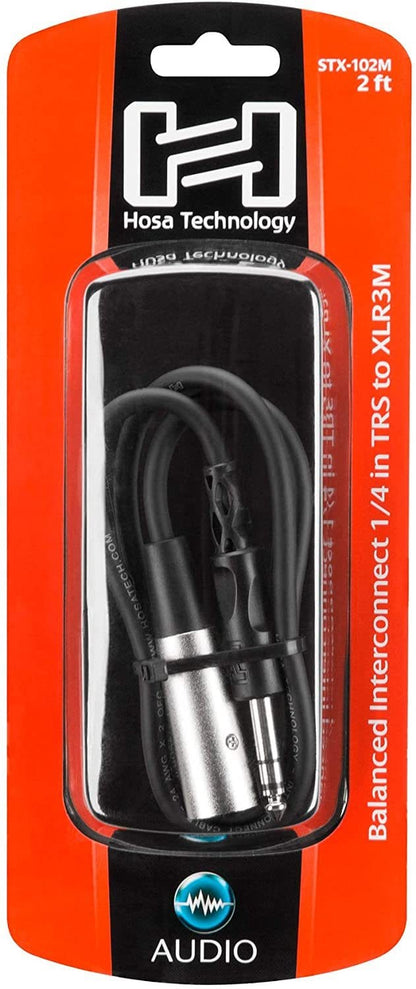 Hosa STX-102M 1/4 TRS to XLR (M) 2 Foot Cable - PSSL ProSound and Stage Lighting