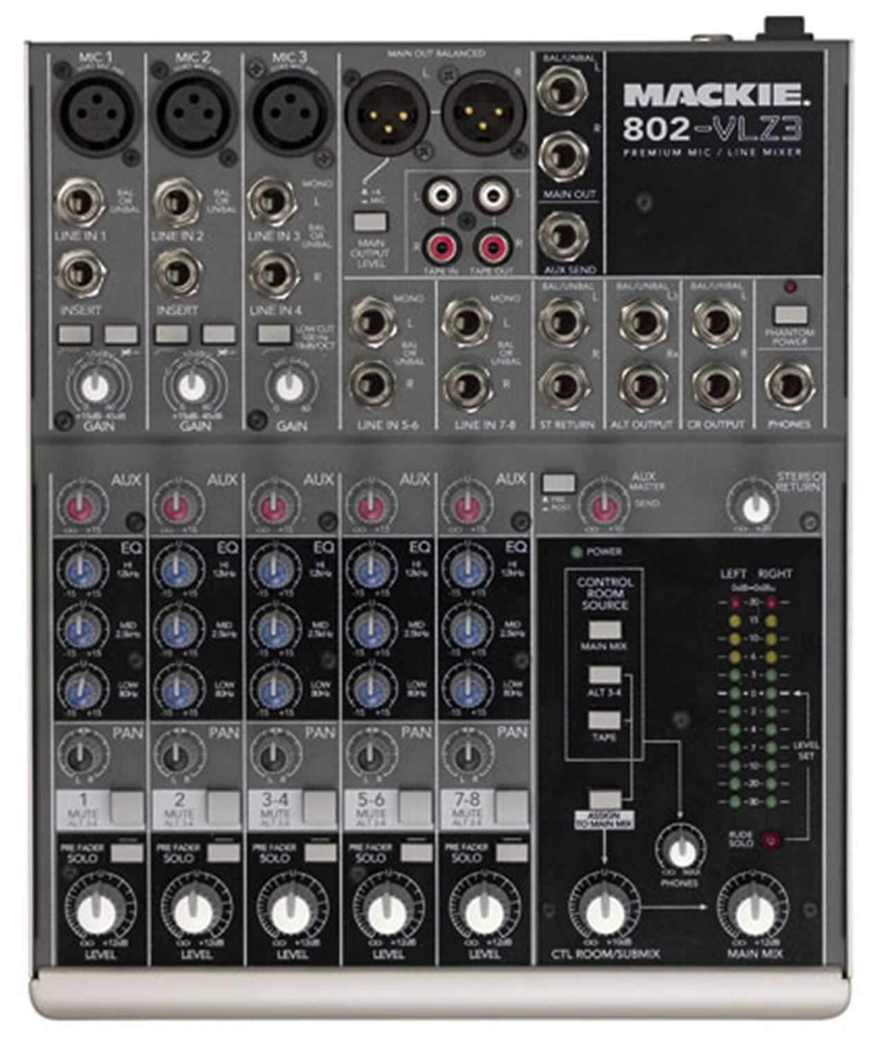 Mackie 802-VLZ3 8Ch Mixer with 3 XDR MicPres & EQ - Solotech