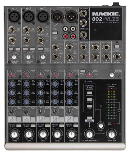 Mackie 802-VLZ3 8Ch Mixer with 3 XDR MicPres & EQ - Solotech