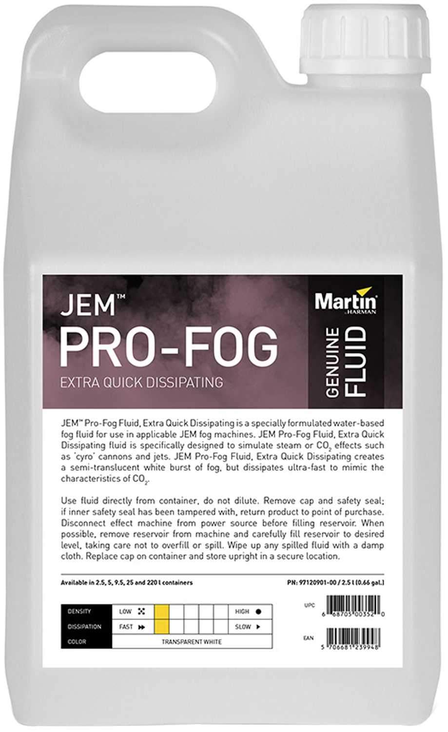 Martin JEM Extra Quick Dissipating Pro-Fog Fluid 2.5L - ProSound and Stage Lighting