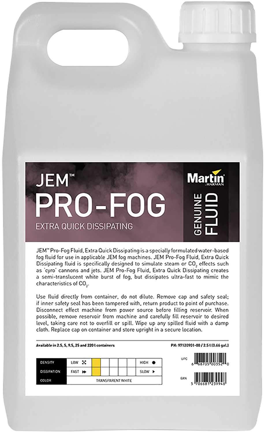 Martin JEM Pro-Fog Fluid Quick Dissipating 4x2.5L - ProSound and Stage Lighting