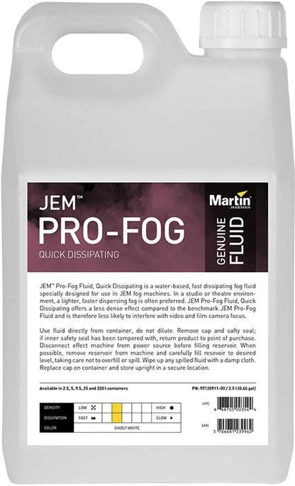 Martin JEM Pro-Fog Fluid Quick Dissipating 2.5L - ProSound and Stage Lighting