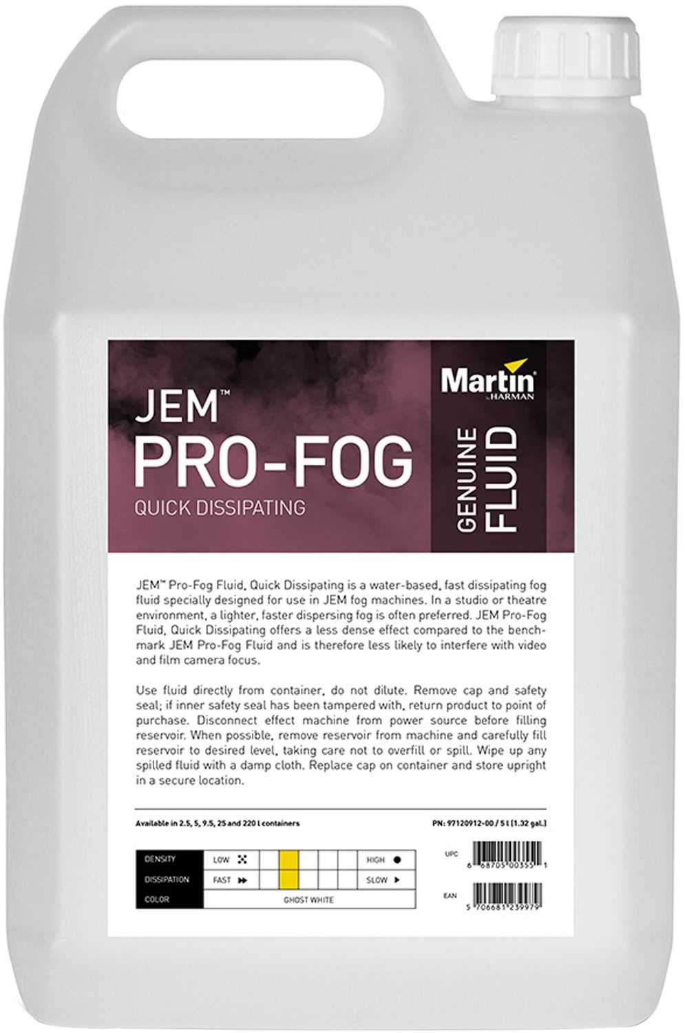 Martin JEM Pro-Fog Fluid Quick Dissipating 5L - ProSound and Stage Lighting