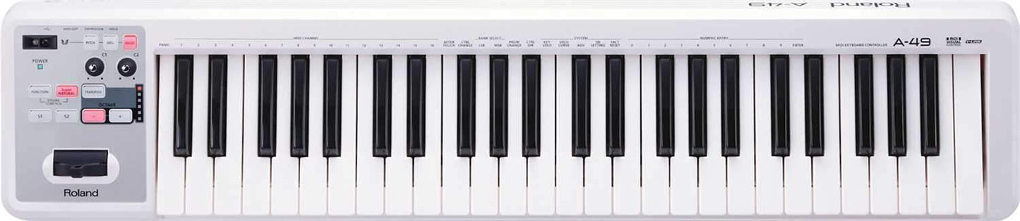 Roland A-49-WH Midi Keyboard Controller in White - Solotech