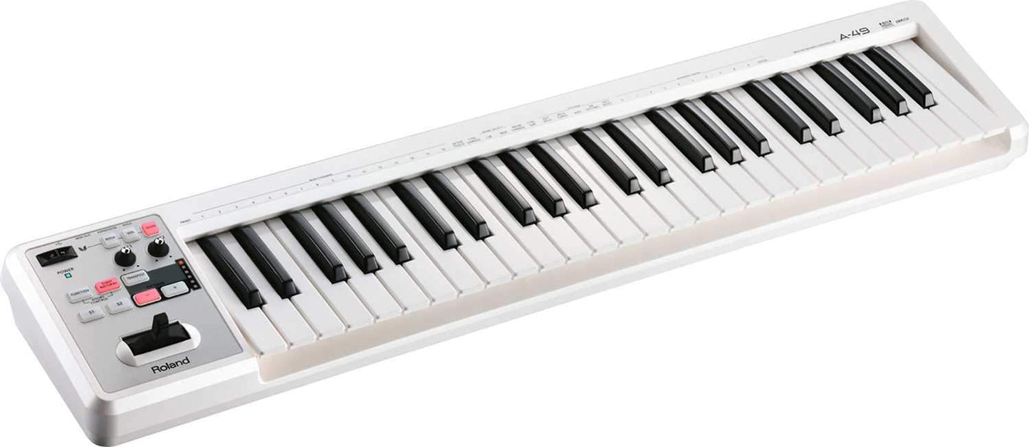 Roland A-49-WH Midi Keyboard Controller in White - Solotech