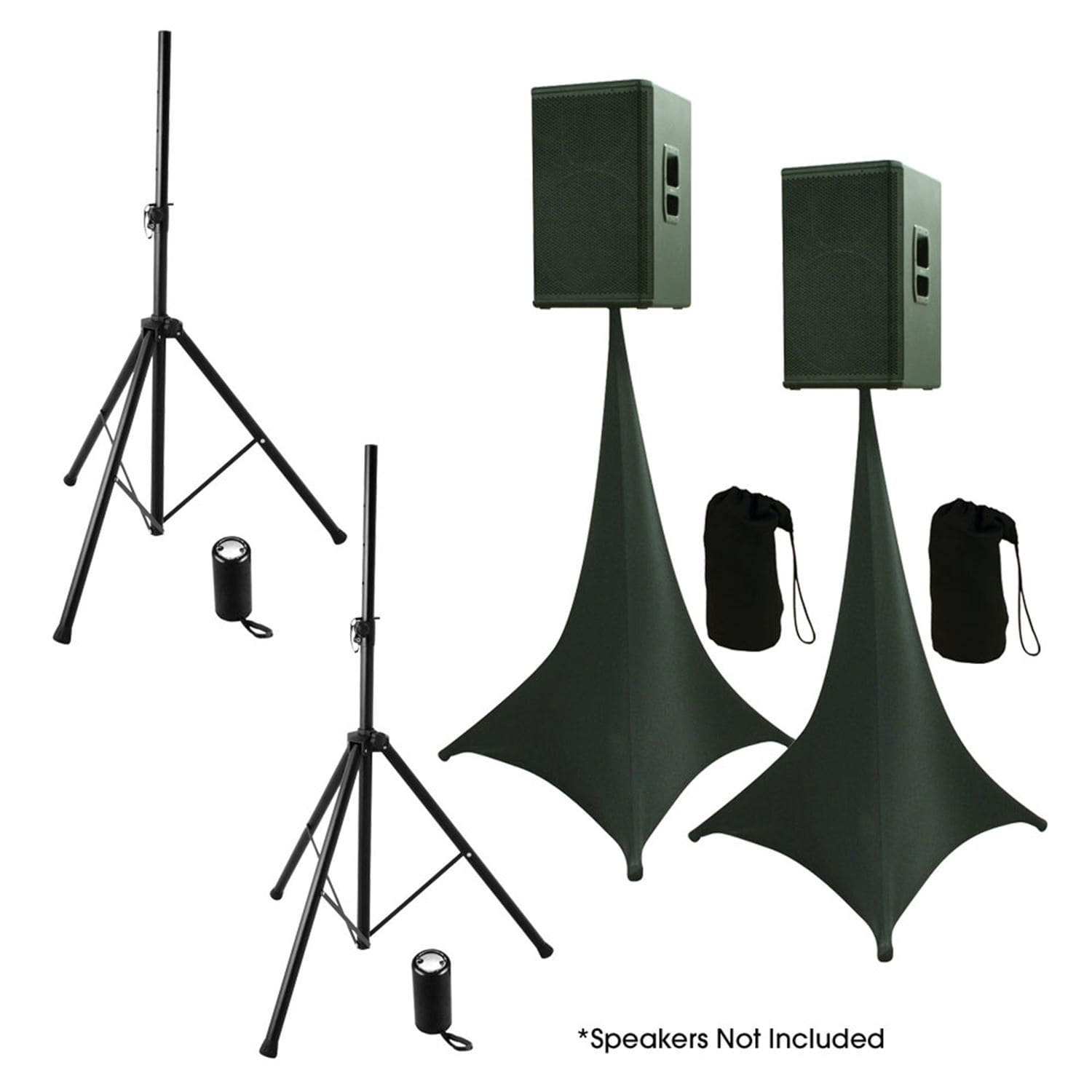 Tripod Speaker Stand And Stand Cover Twin Pack - Solotech