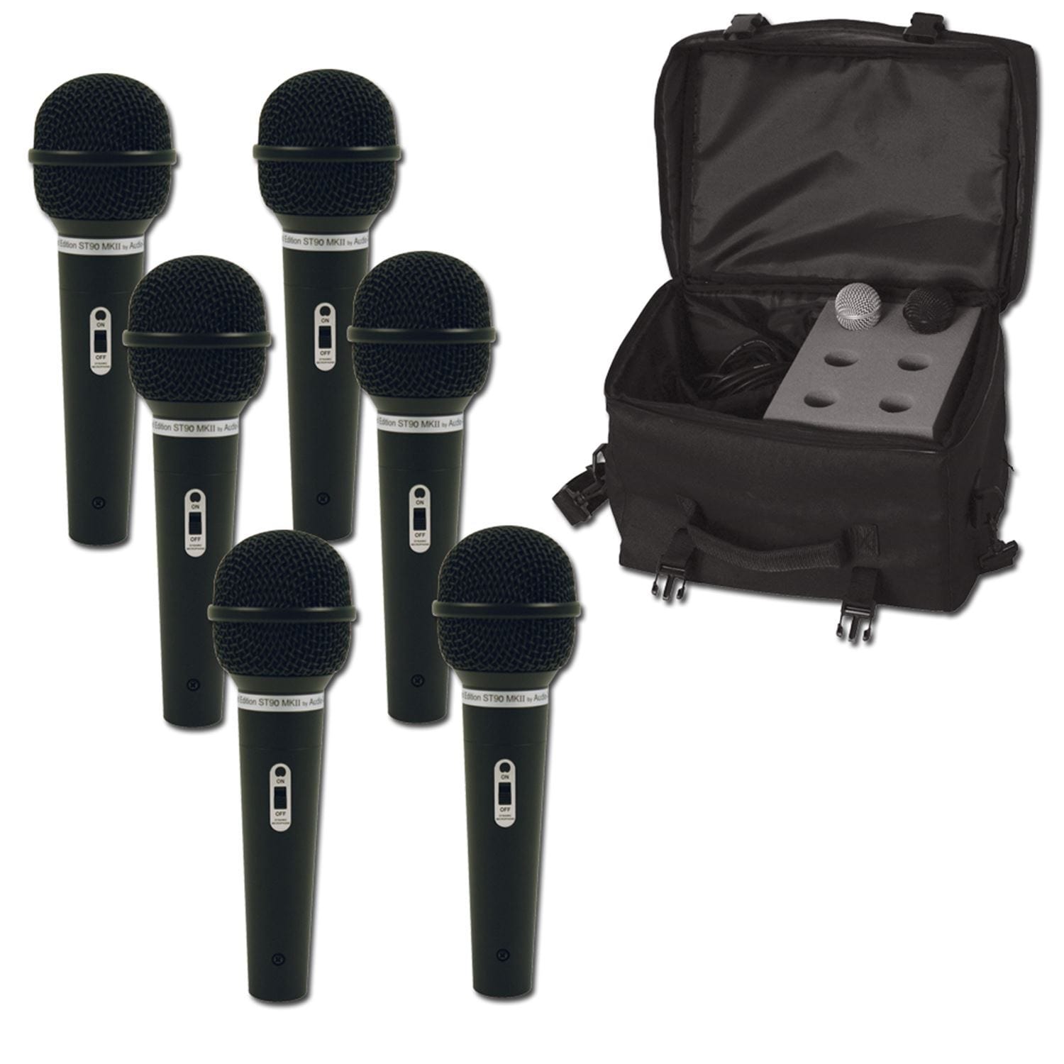 Pro ST90MKII 6 Vocal Mics And Travel Bag Pack - Solotech