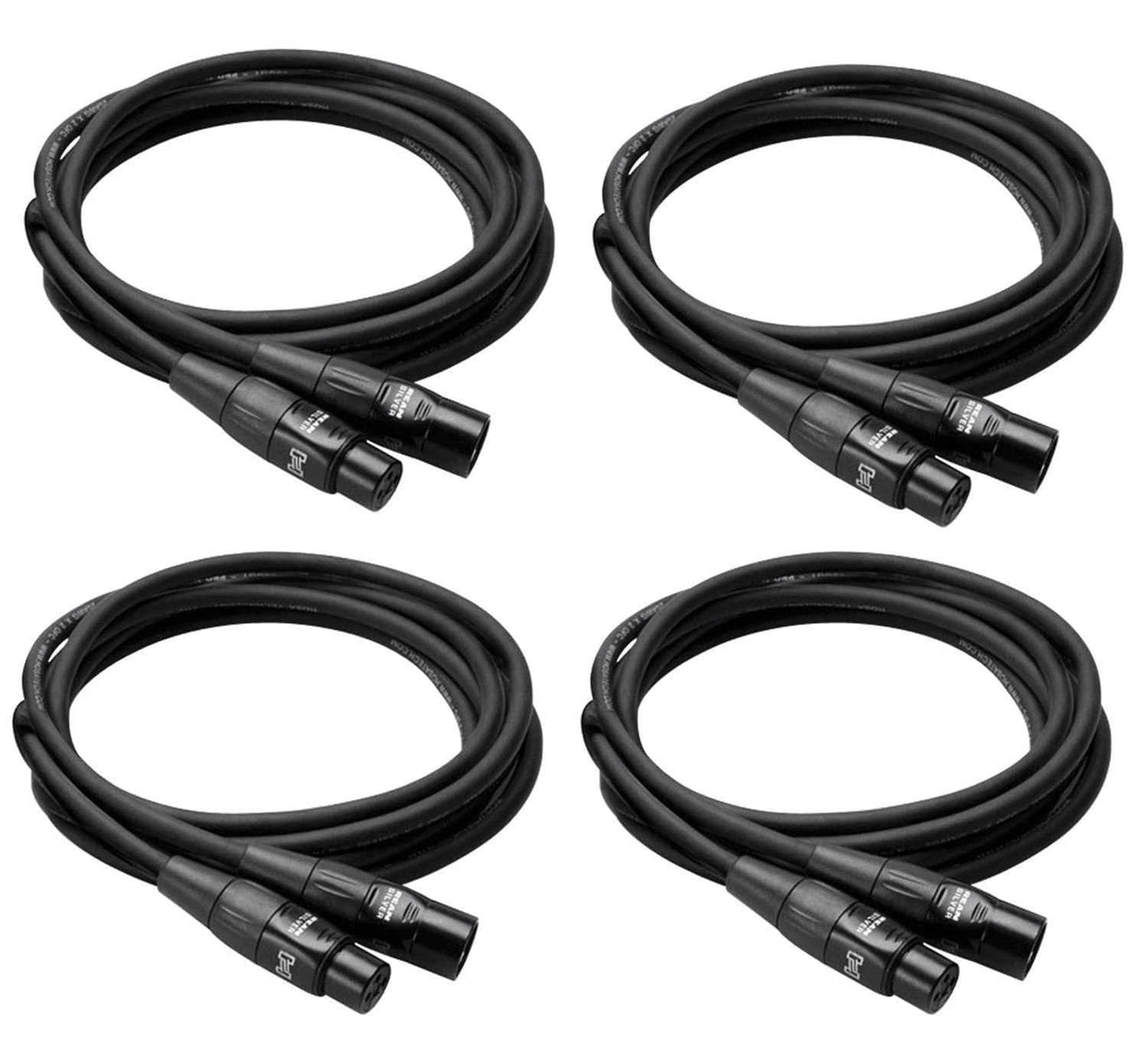 25ft Pro Grade XLR Microphone Cable - 4 Pack - ProSound and Stage Lighting