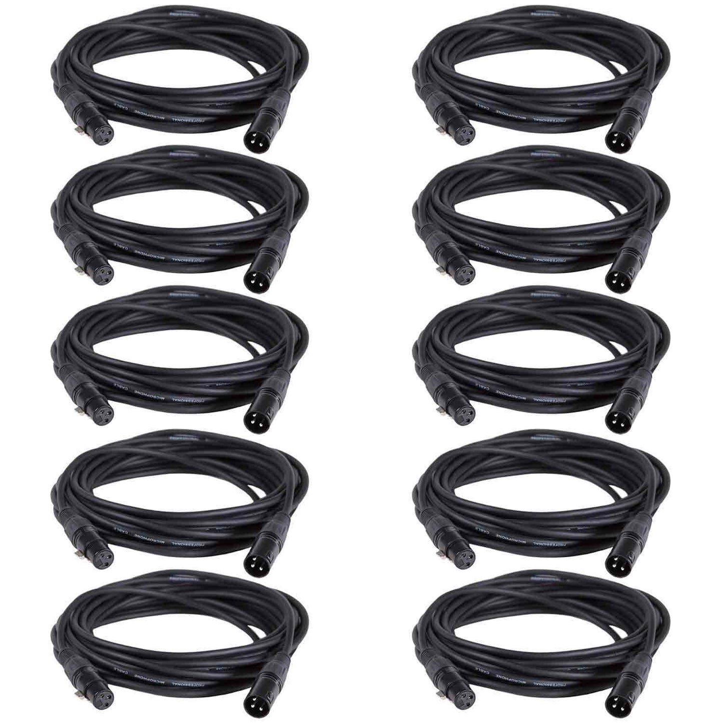 25ft XLR to XLR Microphone Cable 10-Pack - ProSound and Stage Lighting