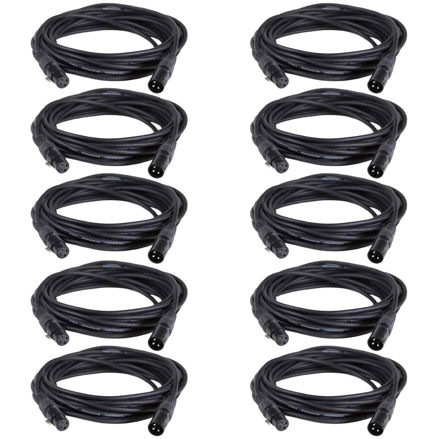 25ft XLR to XLR Microphone Cable 10-Pack - ProSound and Stage Lighting