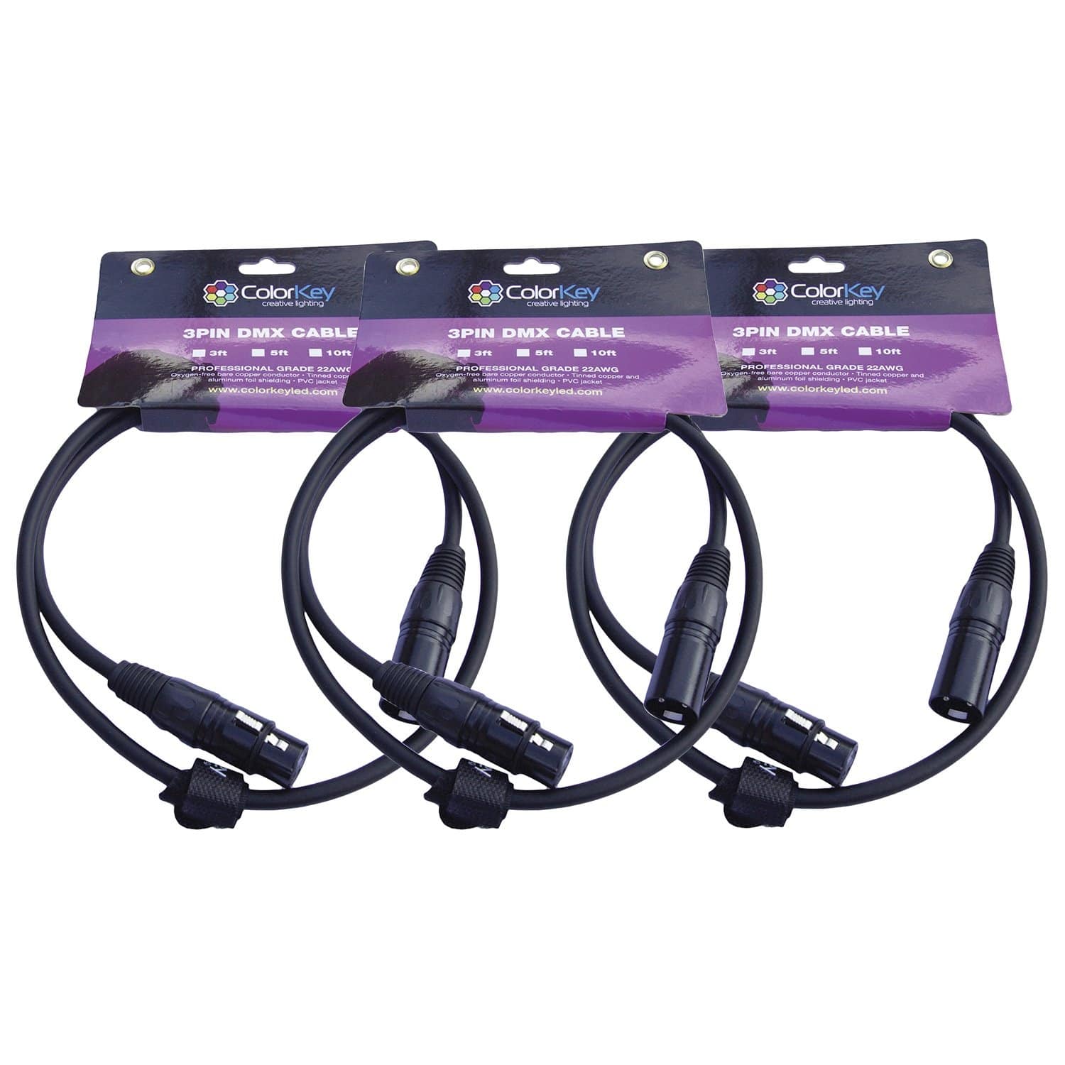 ColorKey 3 Pin 5 Ft DMX Lighting Cable 3 Pack - Solotech