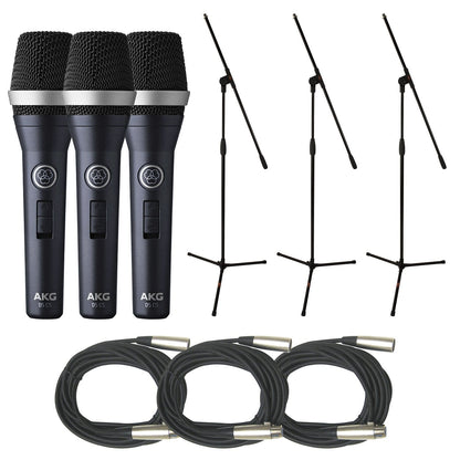 AKG D5CS Vocal Mic 3-Pack with Stands & Cables - Solotech