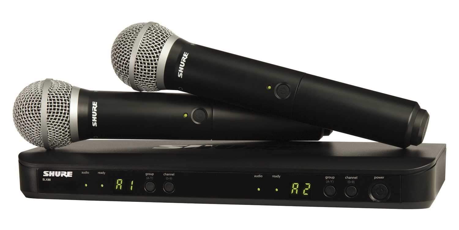 Shure BLX288 PG58 Dual Wireless Mic System with Stands & Cables - ProSound and Stage Lighting