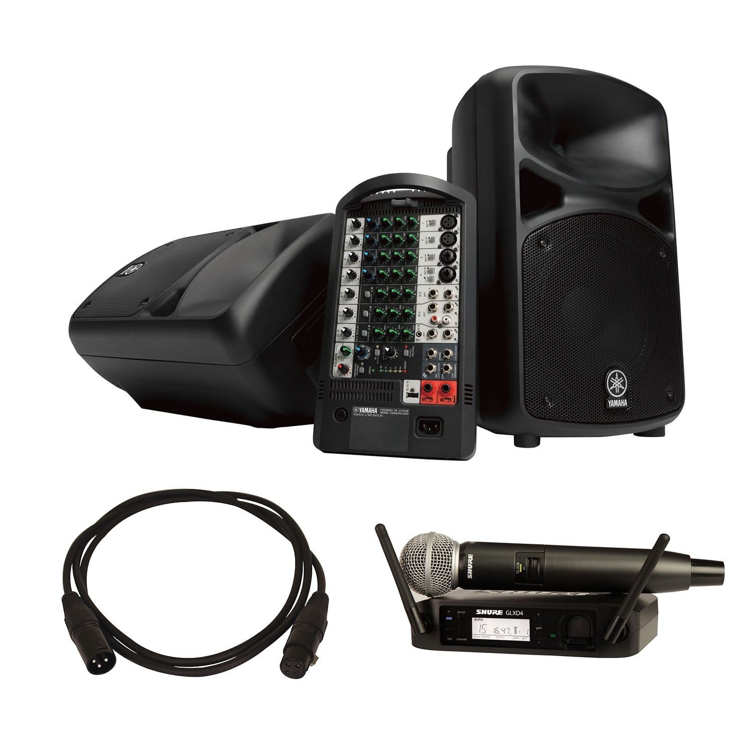 Yamaha Stagepas 600i Portable PA System with Shure GLXD24 SM58 Mic System - Solotech