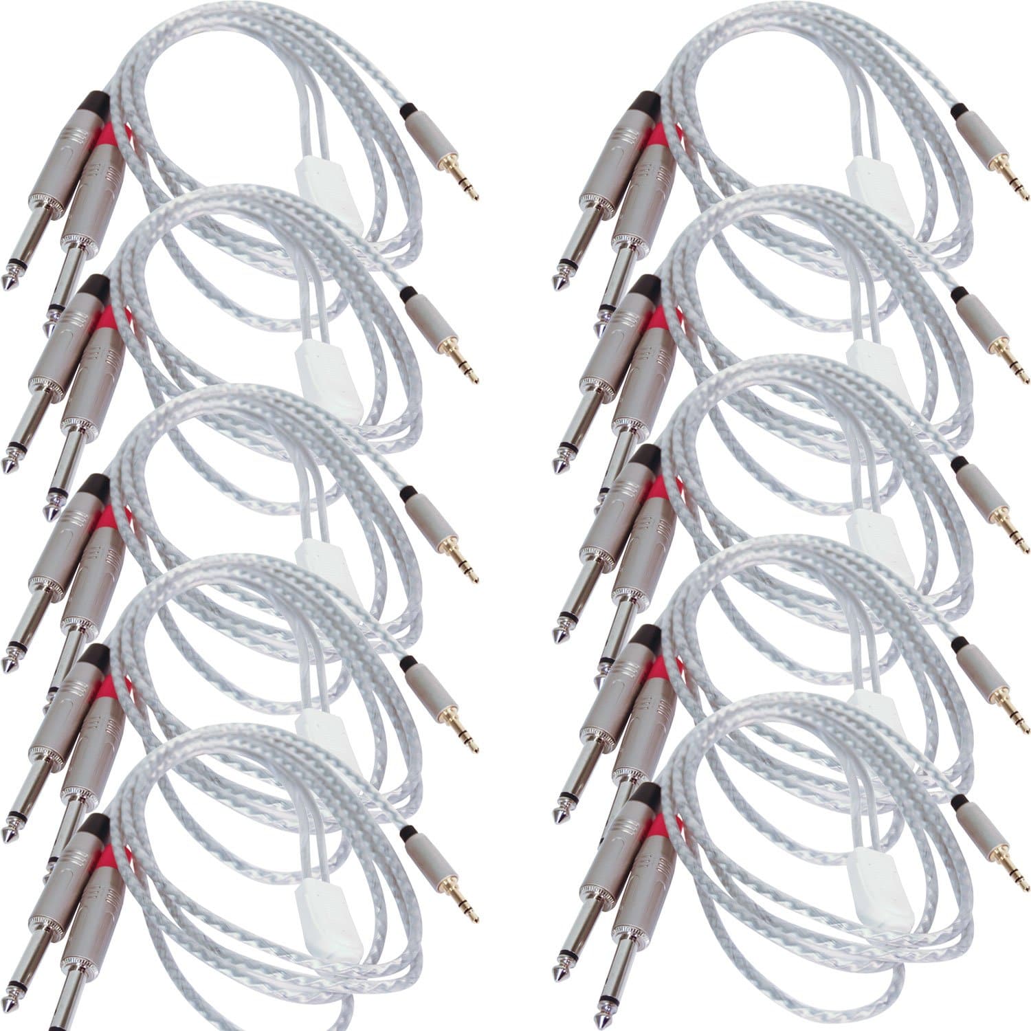 5ft Audio Cable 1/8" TRS to Dual 1/4" TS 10-Pack - PSSL ProSound and Stage Lighting