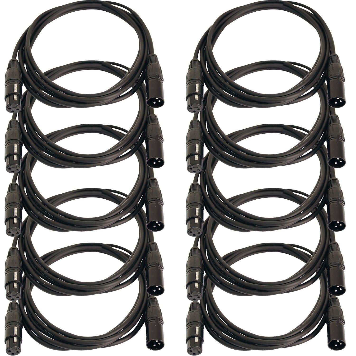 10ft XLR to XLR Microphone Cable 10-Pack - ProSound and Stage Lighting