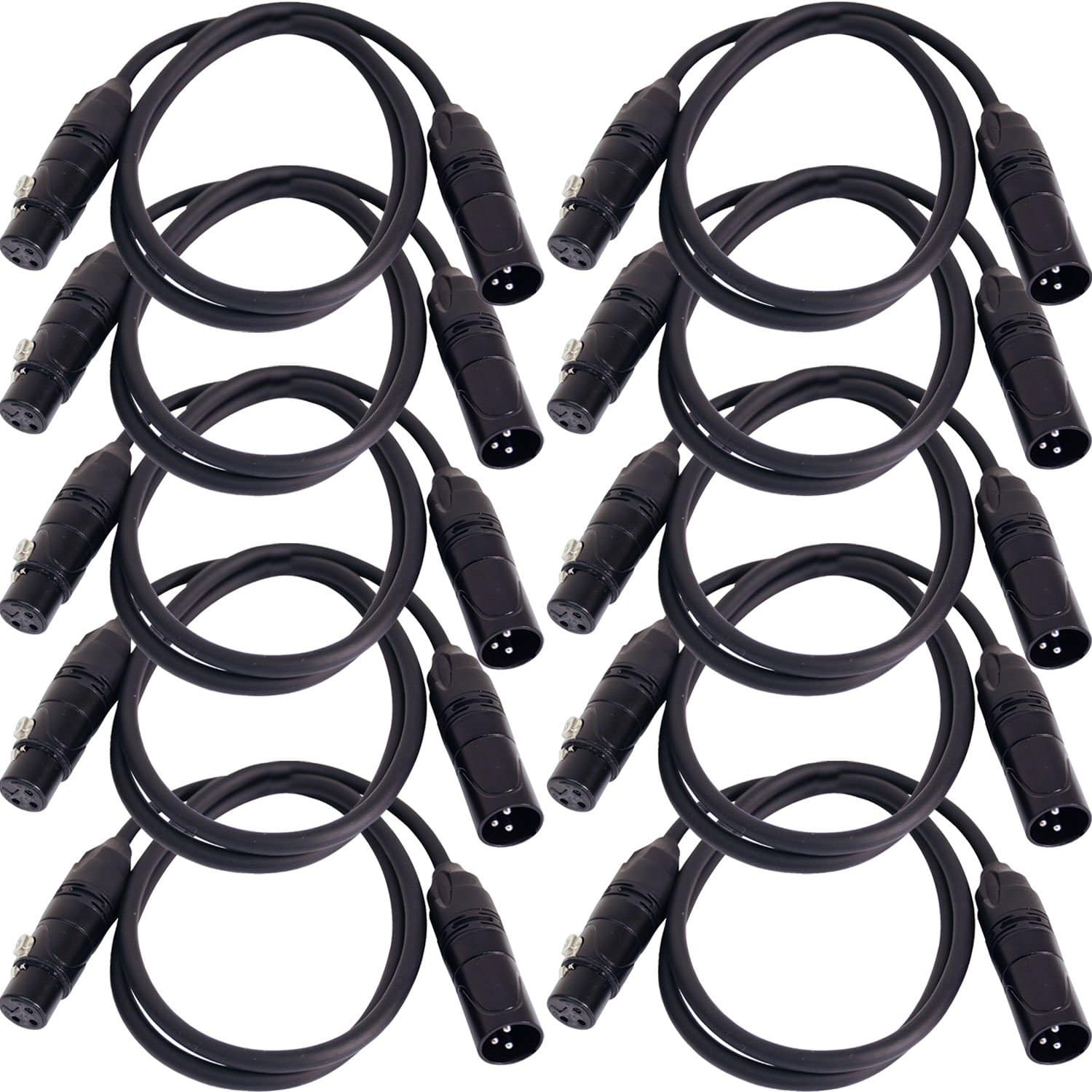 Solena Professional 3ft 3-Pin DMX Lighting Cable 10-Pack - Solotech