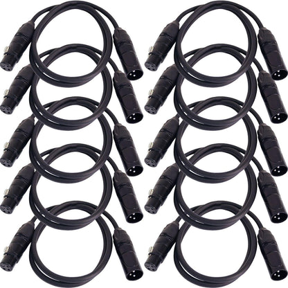 Solena Professional 3ft 3-Pin DMX Lighting Cable 10-Pack - Solotech