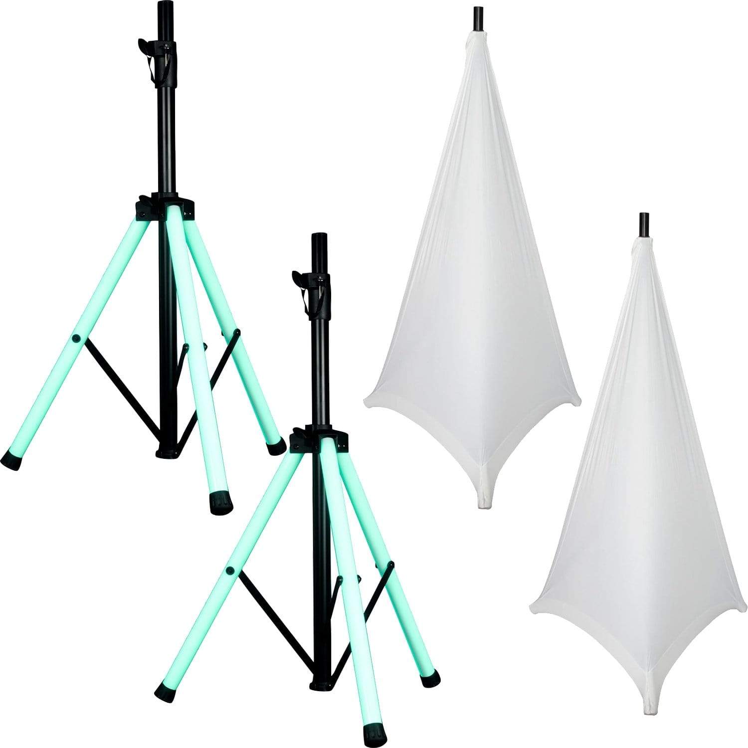 American Audio LED Light-Up Speaker Stands with White Gator Scrims - ProSound and Stage Lighting