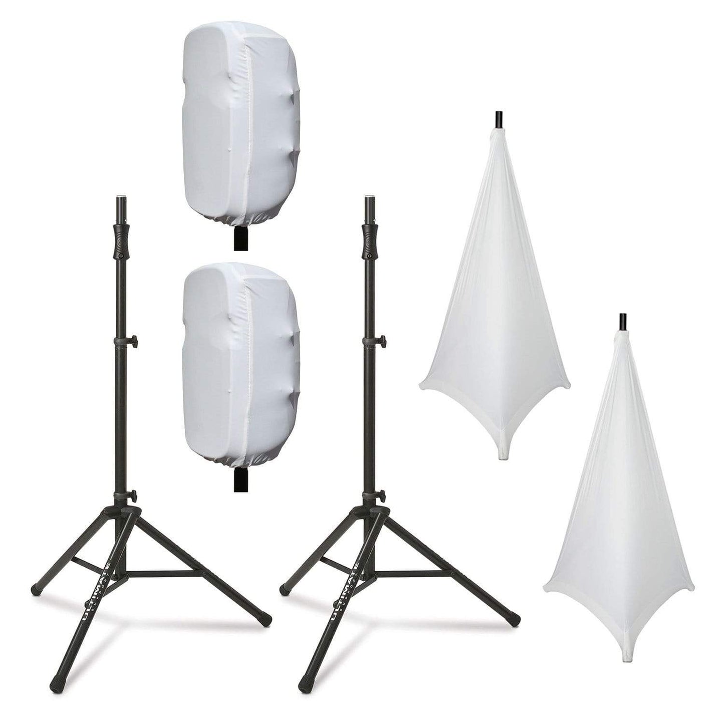 Ultimate TS-100 Stands with Complete Stretch Covers Set White - ProSound and Stage Lighting