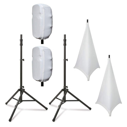 Ultimate TS-100 Stands with Complete Stretch Covers Set White - ProSound and Stage Lighting