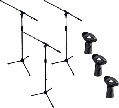 Gator RI-MICTP-FBM Mic Stand 3Pk with GFW Mic Clips - ProSound and Stage Lighting