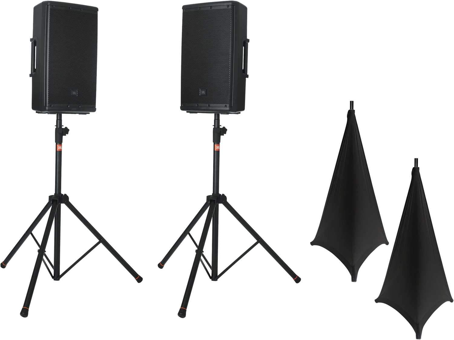 JBL Speaker Stand Pair with Bag & Black Scrims - ProSound and Stage Lighting