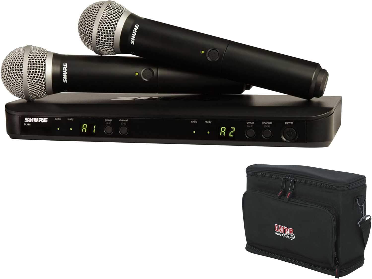 Shure BLX288/PG58-H9 Wireless Dual Handheld Mic System with Gator Bag - ProSound and Stage Lighting