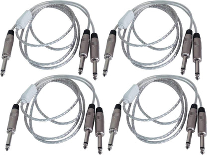 Solena Professional 5ft Audio Cable 1/4 TS M to Dual 1/4 TS M 4-Pack - Solotech