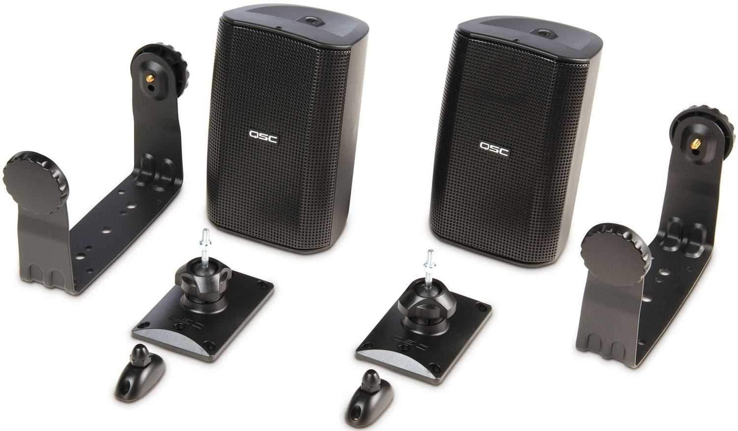 QSC AD-S32T-BK 3-Inch 2-Way Wall Mount Speakers Black (Pair) - Solotech