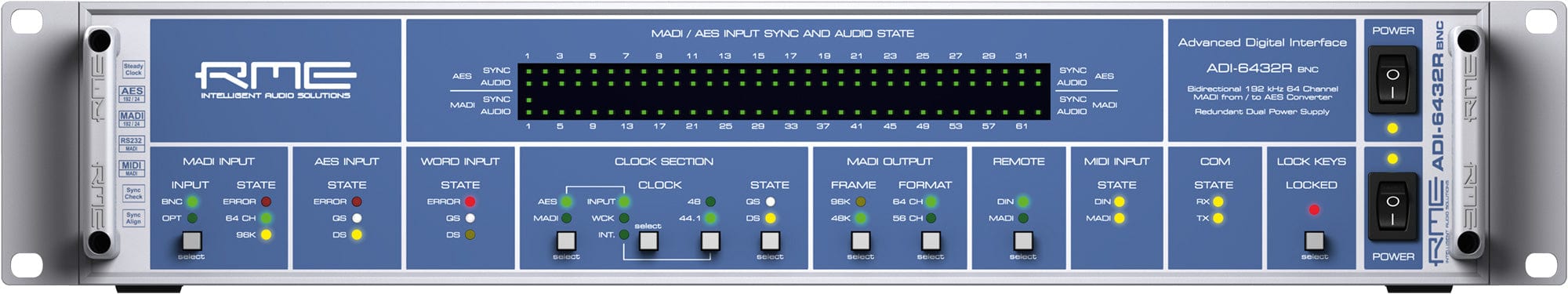 RME ADI6432 R BNC Multi-Mode 24-Bit / 192 Kilohertz 2x64-Channel