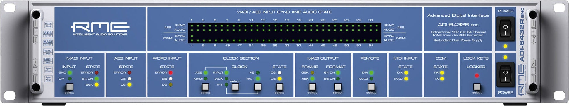RME ADI6432 R BNC Multi-Mode 24 Bit / 192 Kilohertz 2x64-Channel MADI to AES Converter - PSSL ProSound and Stage Lighting
