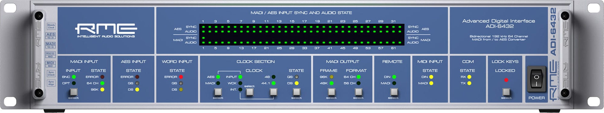 RME ADI6432 R 24 Bit / 192 Kilohertz 2x64-Channel MADI to AES/EBU Converter - PSSL ProSound and Stage Lighting