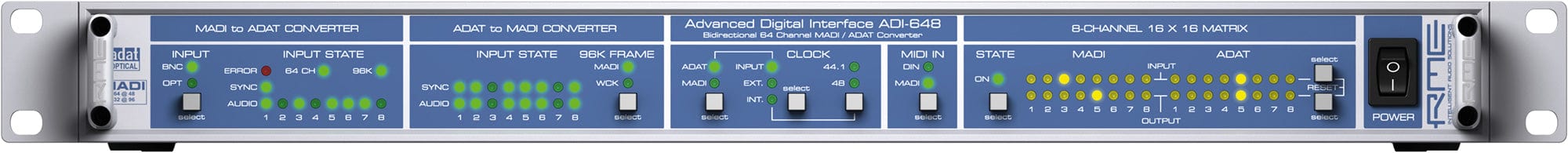 RME ADI648 24-Bit / 96 Kilohertz 2x64-Channel MADI to ADAT Converter ...