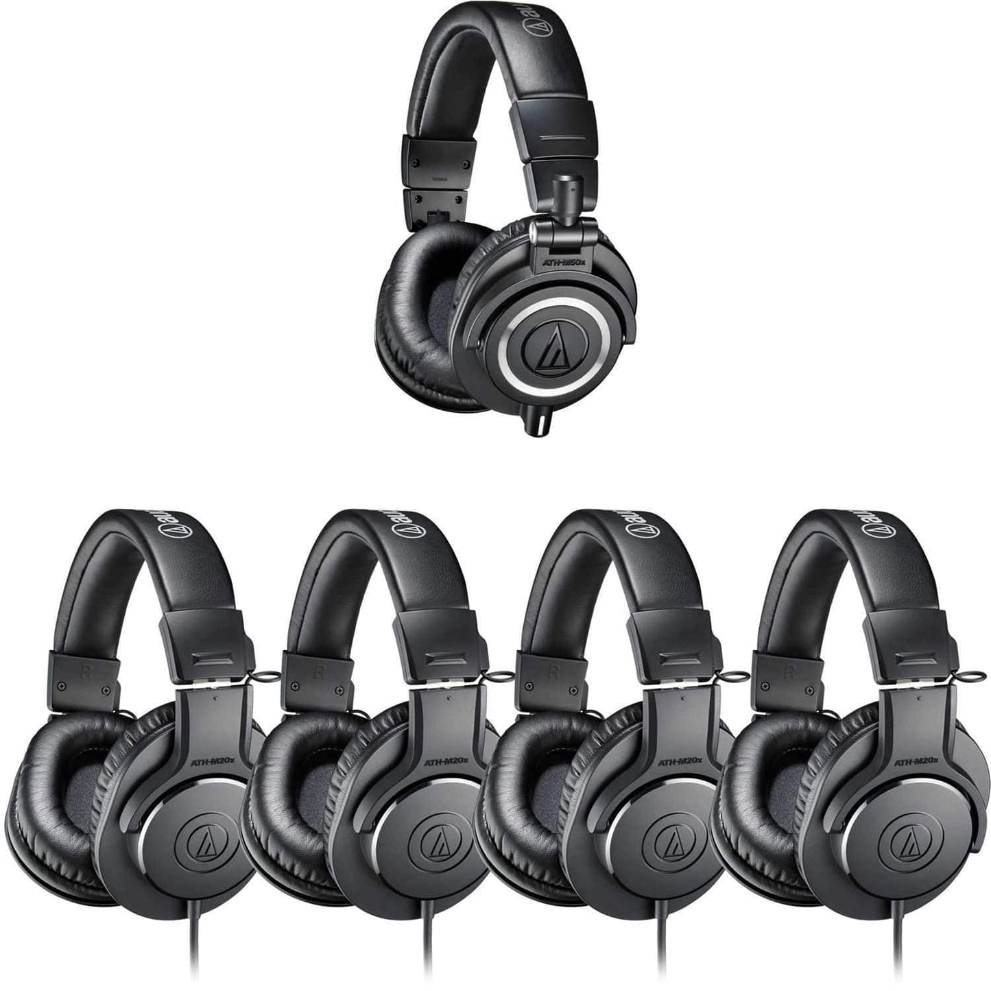 Audio Technica Studio Headphone Bundle (1) ATH-M50X (4) ATH-M20X - Solotech