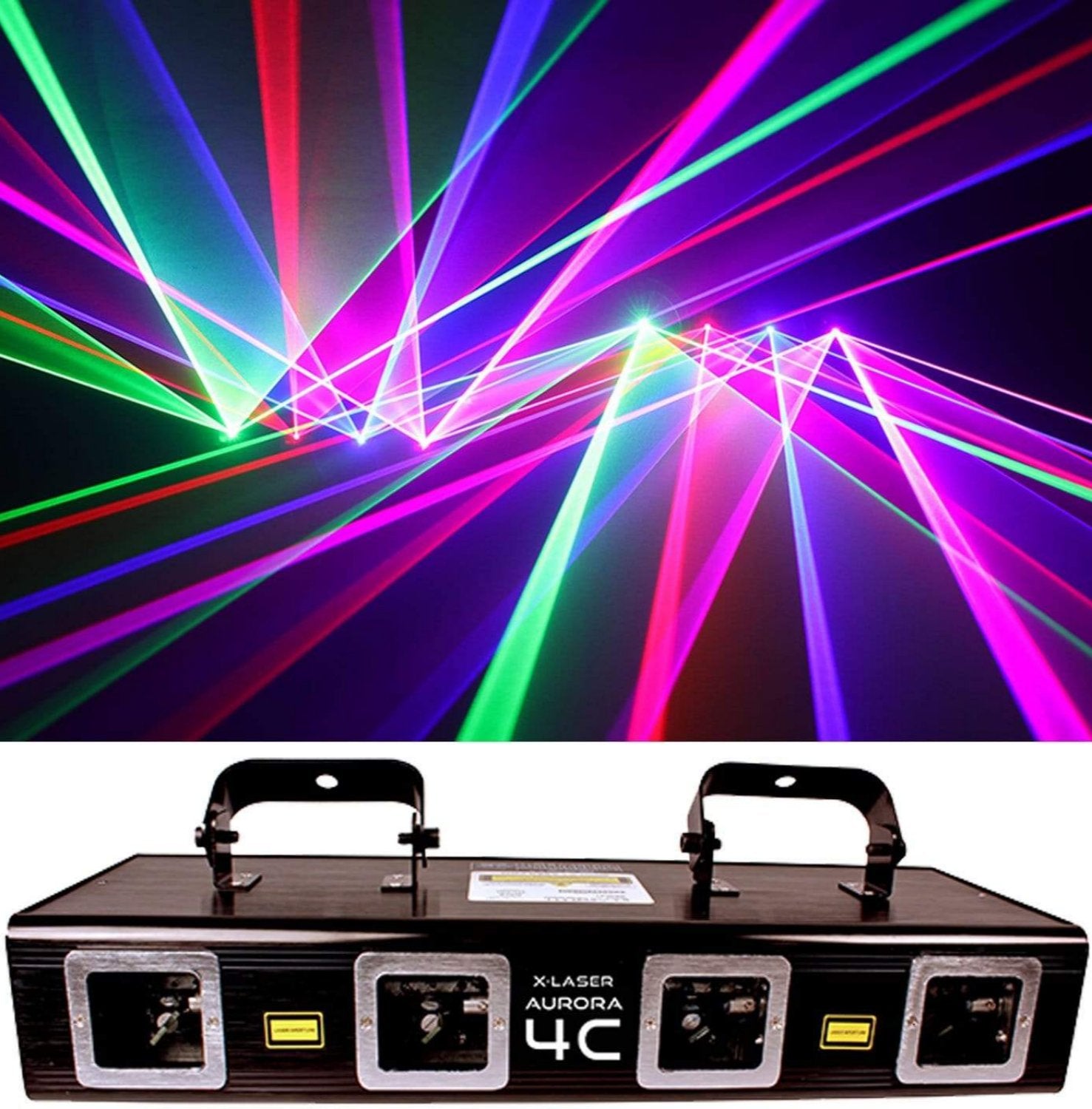 X-Laser Aurora 4C Quad Aperture DMX RGBM Laser Fixture - ProSound and Stage Lighting