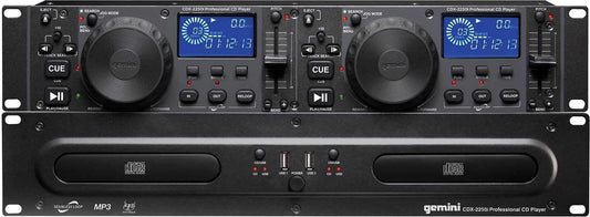 Gemini CDX-2250i Rackmount Dual CD Player with Dual USB Inputs - Solotech