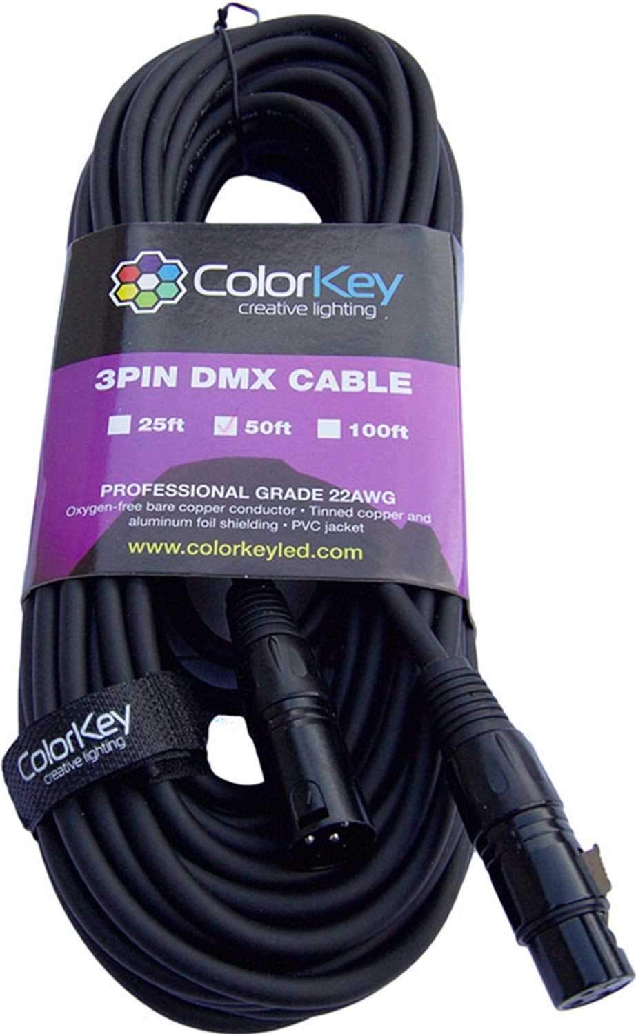 ColorKey CKC-50DMX 3-Pin DMX Light Cable 50Ft - Solotech