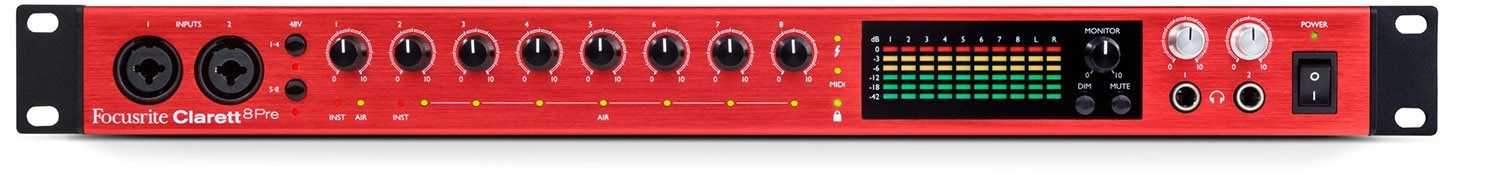 Focusrite Clarett 8Pre USB 18-in, 20-out Audio Interface - Solotech