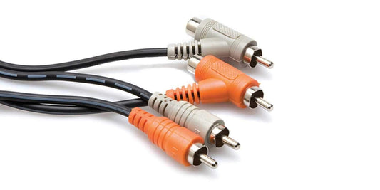 Hosa CRA-201PB Dual RCA to Dual Piggyback RCA Cable 1m - ProSound and Stage Lighting