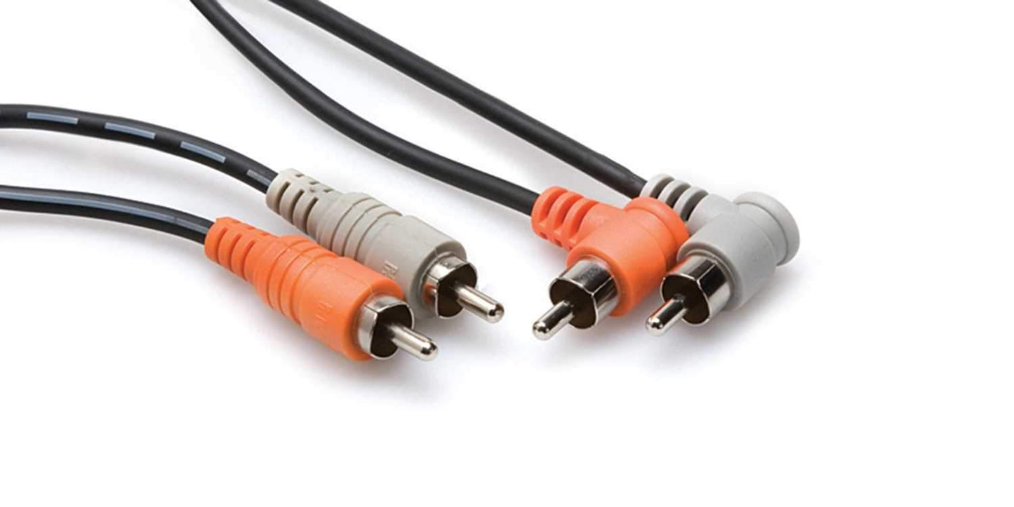 Hosa CRA-203R Dual RCA to Dual Right-Angle RCA 3m Cable - Solotech