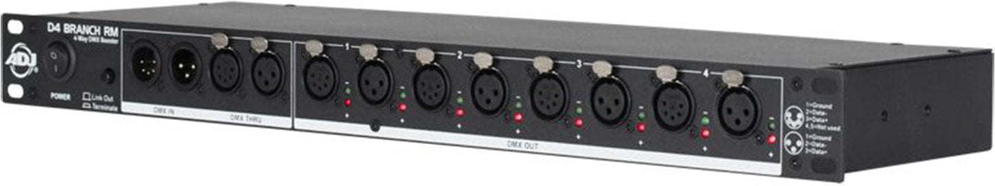 American DJ D4 BRANCH RM 4-way Distributor and Booster - PSSL ProSound and Stage Lighting