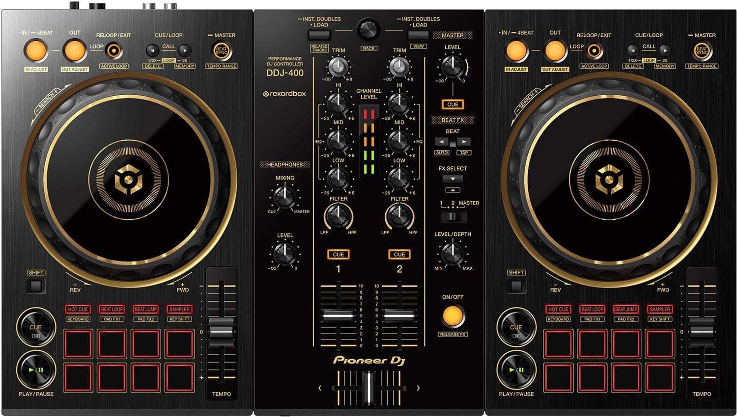 Pioneer DJ DDJ-400-N 2-Channel DJ Controller for rekordbox In Gold |  Solotech
