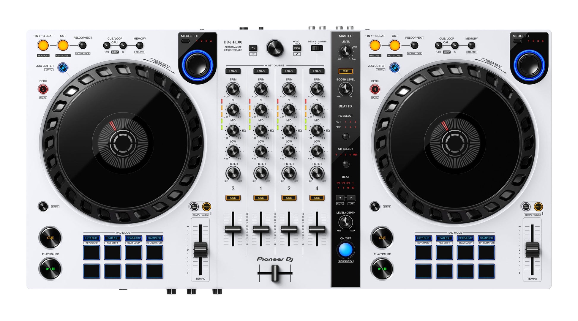 Pioneer DJ DDJ-FLX6 4-Channel Multi-Platform DJ Controller (White) - PSSL ProSound and Stage Lighting