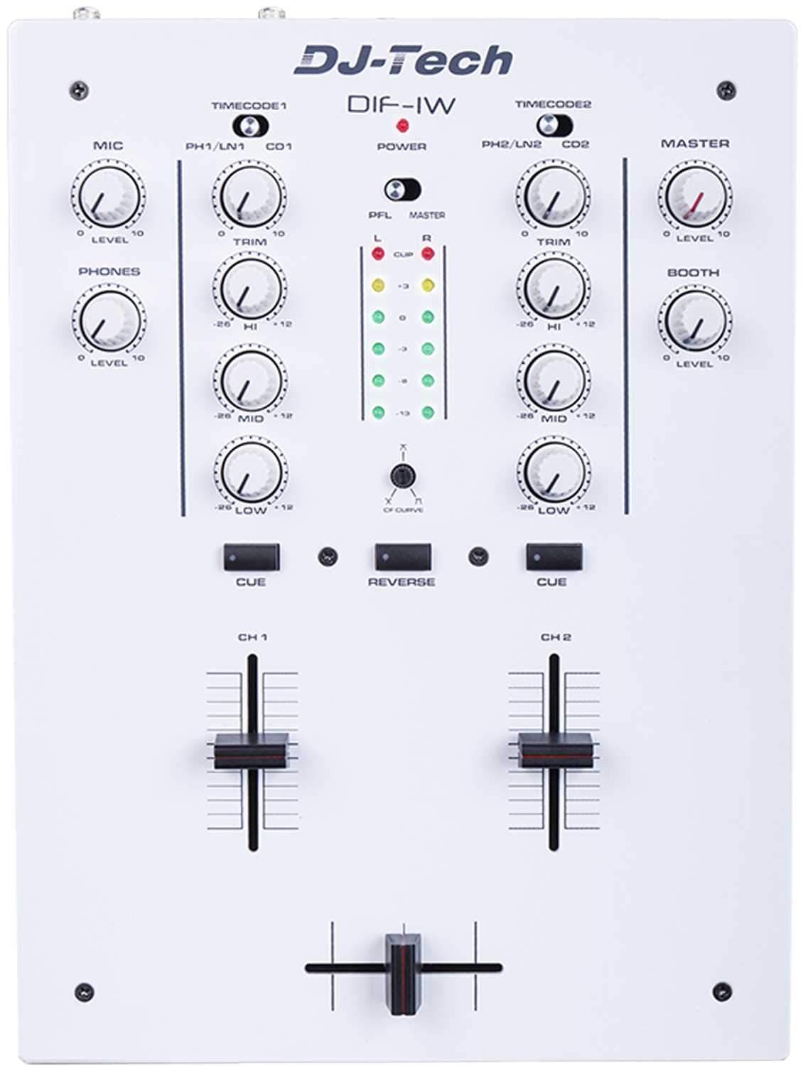 DJ-Tech DI-F1 White 2-Channel Scratch DJ Mixer - ProSound and Stage Lighting