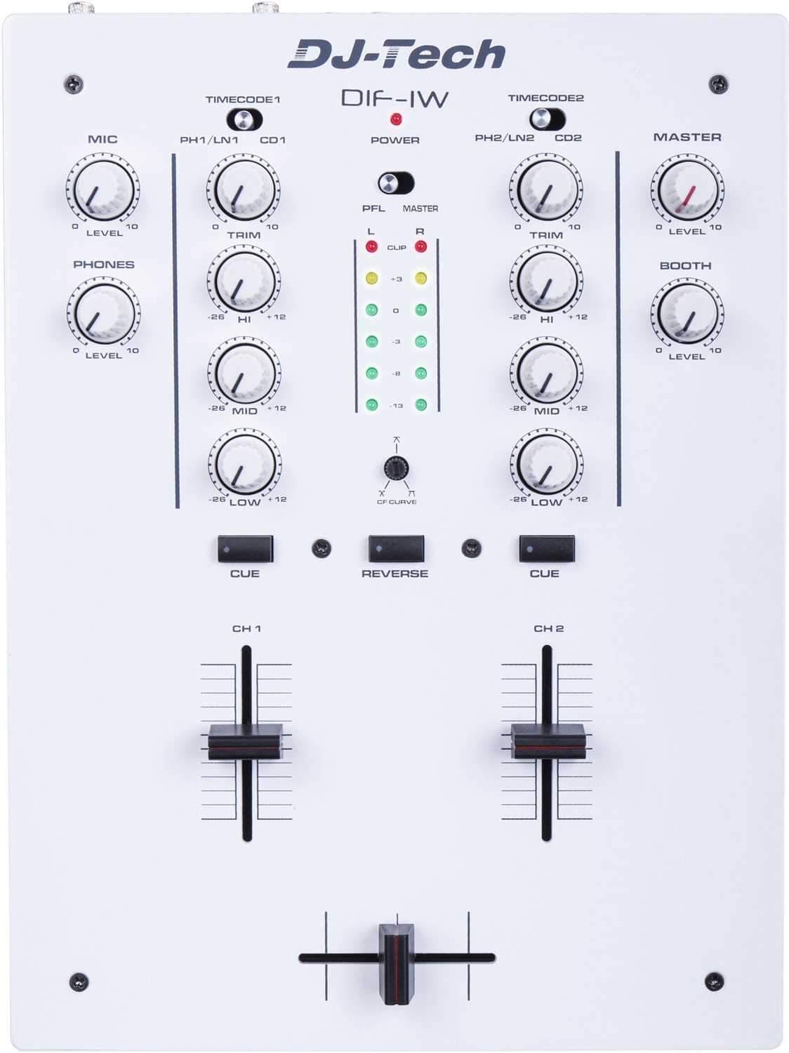 DJ Tech DIF-1W V2 White 2 Channel DJ Scratch Mixer - ProSound and Stage Lighting