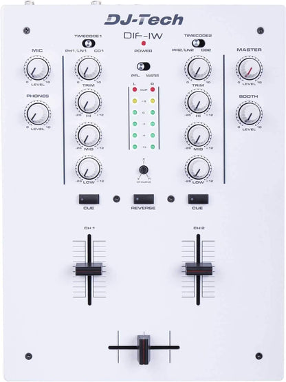 DJ Tech DIF-1W V2 White 2 Channel DJ Scratch Mixer - ProSound and Stage Lighting